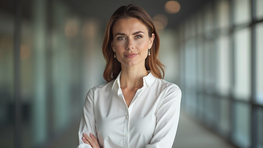 Vrouw die progressieve spierontspanningsoefeningen doet, schouders opgehaald en ontspannen, stappenvolgorde, professionele setting